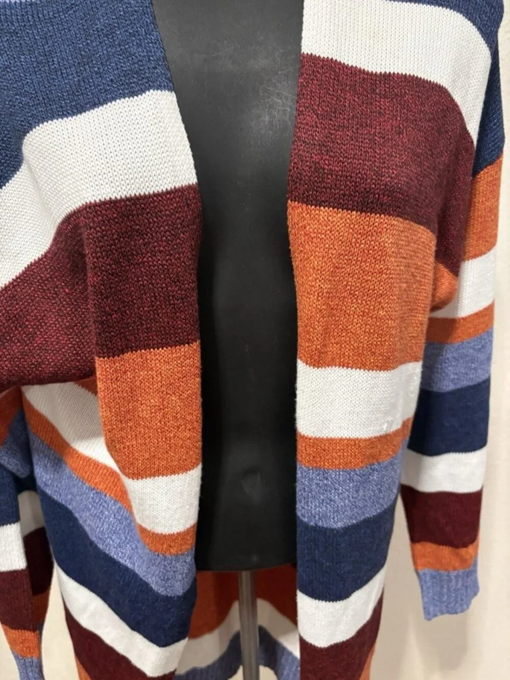Ecowish Cardigan Sweater Women Small Open Front Color Block Knit